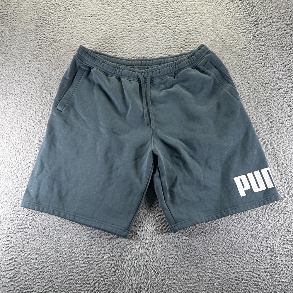 Puma Sweatshorts Mens XL Blue Polyester Fleece Lined Drawstring Performance